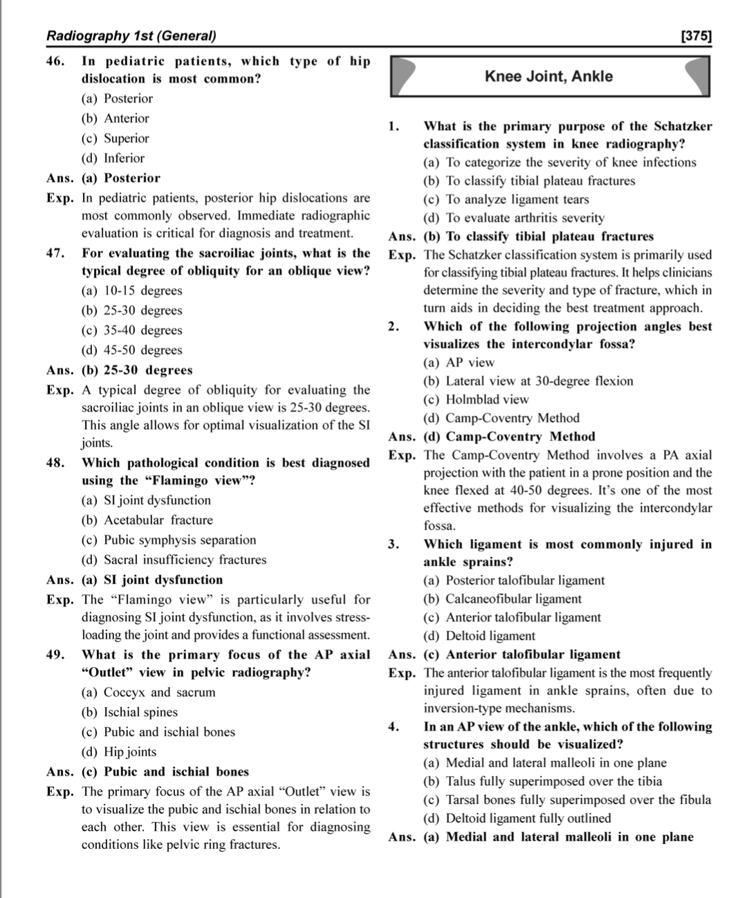 X-Ray Technician exam book – topic-wise notes and MCQs page
